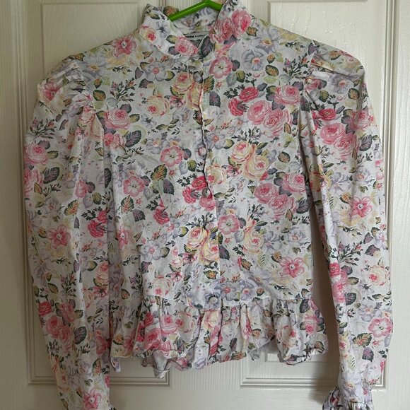 Laura Ashley x BATSHEVA Grace Blouse,  cotton button-down, prairie core, floral - Picture 2 of 7